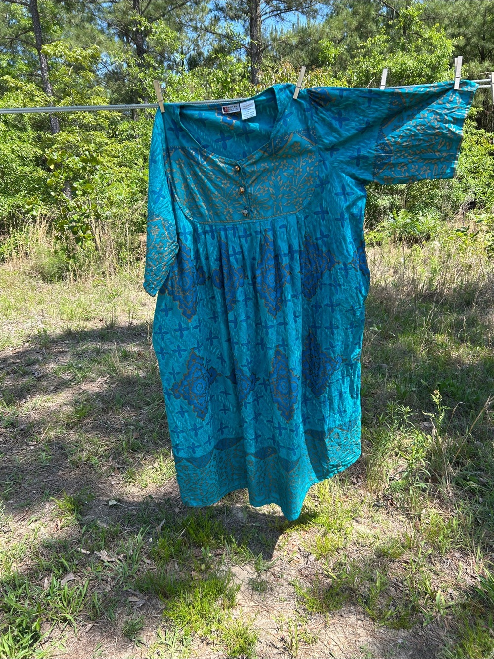 Woman Within loose comfy maxi lounger moo moo summer ocean flow 100% cotton
